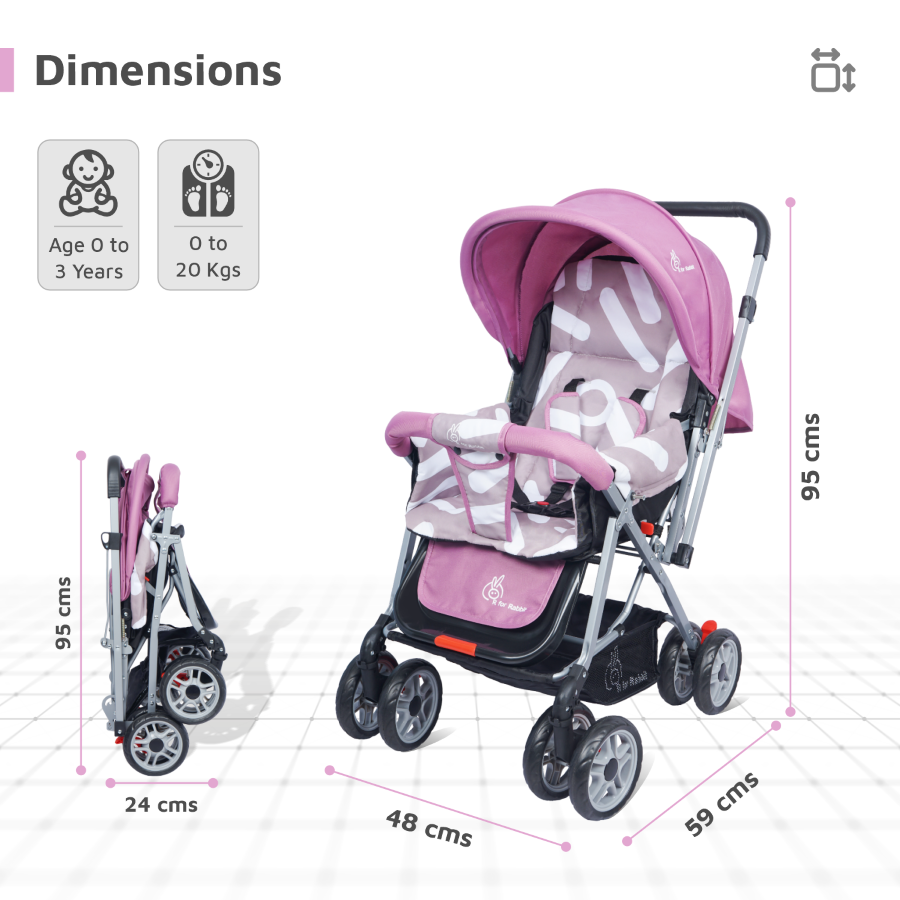 Lollipop Lite Stroller - Travel Friendly, Easy To Fold, Reversible Handle, Wheel Lock, Adjustable Leg Rest
