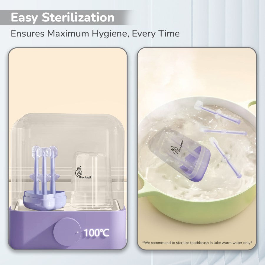 R for Rabbit Tiny Smiles Pixie 3-in-1 Baby Toothbrush Set BPA-Free Silicone with Gum Massager, U-Shape & Toddler Brush