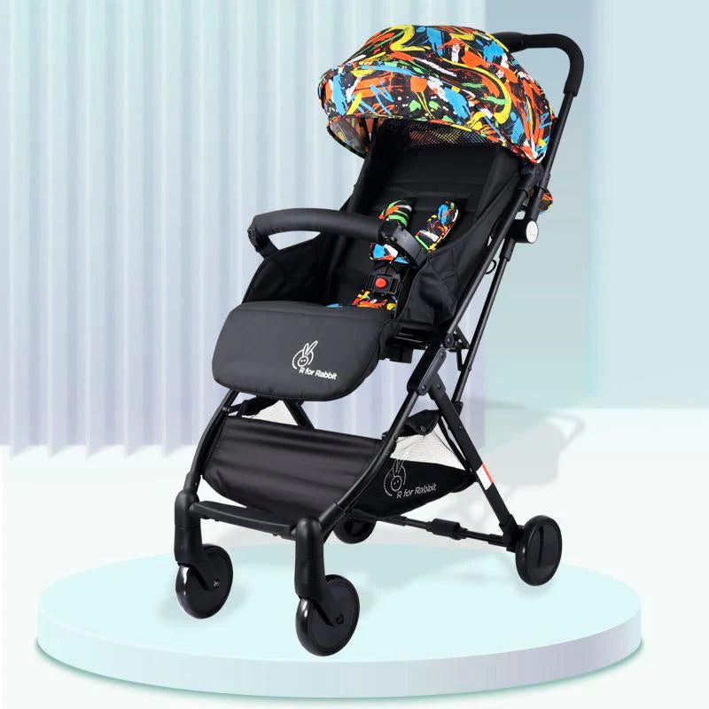 R for Rabbit Pocket Stroller Lite - One Hand Fold, Multi Recline, Light Weight, Travel Friendly, Adjustable Canopy, Steel Frame, Link Brake, 0-3 Years