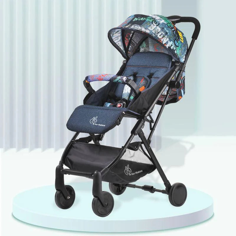 R for Rabbit Pocket Stroller Lite - One Hand Fold, Multi Recline, Light Weight, Travel Friendly, Adjustable Canopy, Steel Frame, Link Brake, 0-3 Years
