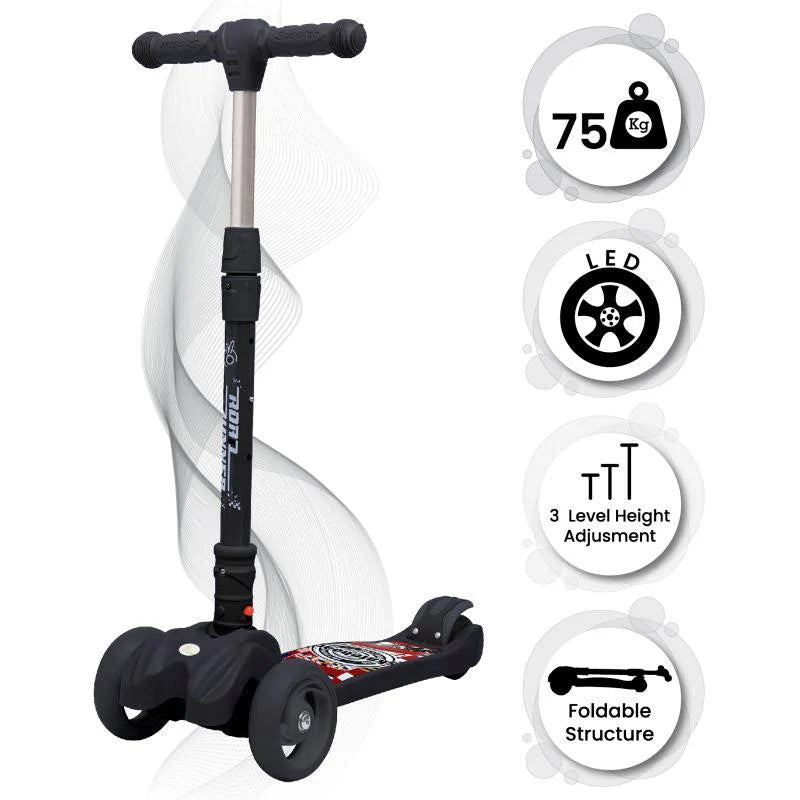R for Rabbit Road Runner Scooter For Kids - PU LED Wheels, 4 Level Height Adjustment, Anti Slip Deck, Safety Certified, 3-Wheel scooter, Easy use, 3-7years