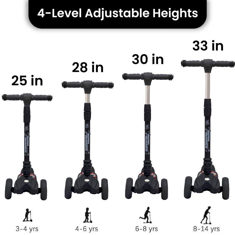 R for Rabbit Road Runner Scooter For Kids - PU LED Wheels, 4 Level Height Adjustment, Anti Slip Deck, Safety Certified, 3-Wheel scooter, Easy use, 3-7years