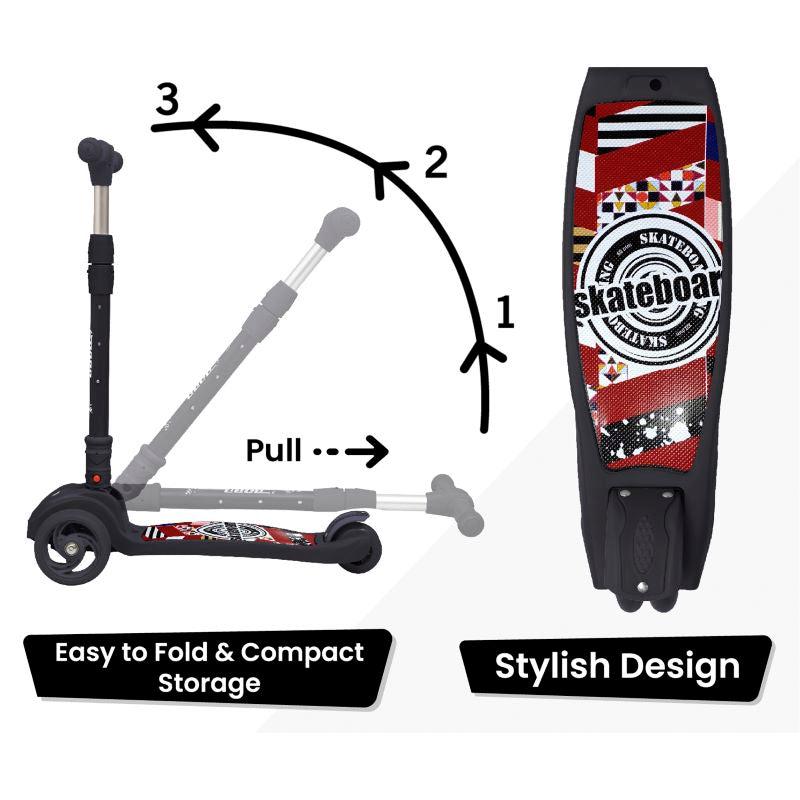 R for Rabbit Road Runner Scooter For Kids - PU LED Wheels, 4 Level Height Adjustment, Anti Slip Deck, Safety Certified, 3-Wheel scooter, Easy use, 3-7years