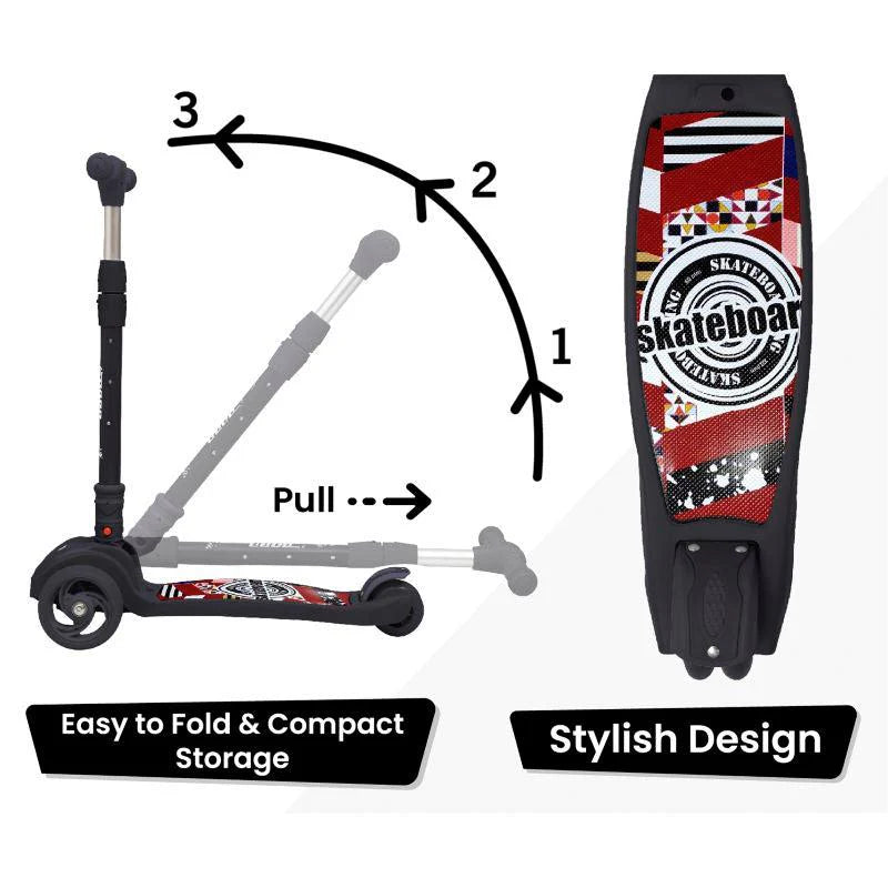 R for Rabbit Road Runner Scooter For Kids - PU LED Wheels, 4 Level Height Adjustment, Anti Slip Deck, Safety Certified, 3-Wheel scooter, Easy use, 3-7years