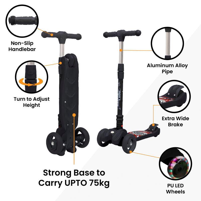R for Rabbit Road Runner Scooter For Kids - PU LED Wheels, 4 Level Height Adjustment, Anti Slip Deck, Safety Certified, 3-Wheel scooter, Easy use, 3-7years