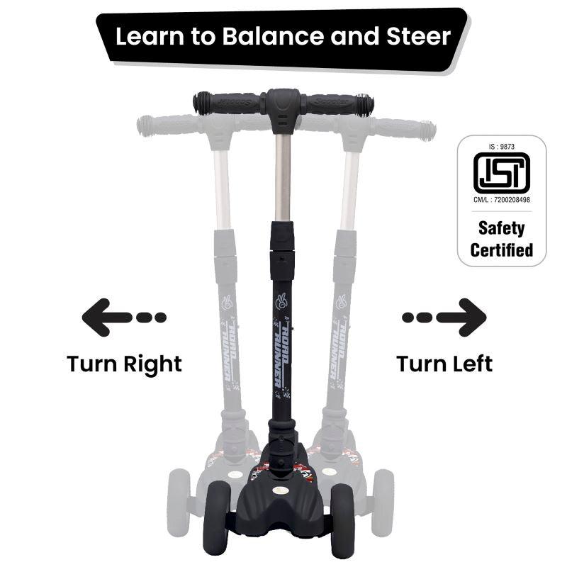 R for Rabbit Road Runner Scooter For Kids - PU LED Wheels, 4 Level Height Adjustment, Anti Slip Deck, Safety Certified, 3-Wheel scooter, Easy use, 3-7years