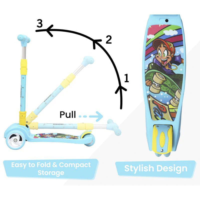 R for Rabbit Road Runner Scooter For Kids - PU LED Wheels, 4 Level Height Adjustment, Anti Slip Deck, Safety Certified, 3-Wheel scooter, Easy use, 3-7years
