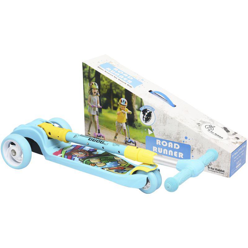 R for Rabbit Road Runner Scooter For Kids - PU LED Wheels, 4 Level Height Adjustment, Anti Slip Deck, Safety Certified, 3-Wheel scooter, Easy use, 3-7years
