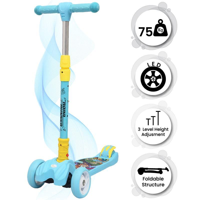 R for Rabbit Road Runner Scooter For Kids - PU LED Wheels, 4 Level Height Adjustment, Anti Slip Deck, Safety Certified, 3-Wheel scooter, Easy use, 3-7years