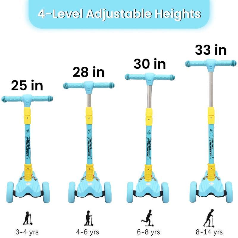 R for Rabbit Road Runner Scooter For Kids - PU LED Wheels, 4 Level Height Adjustment, Anti Slip Deck, Safety Certified, 3-Wheel scooter, Easy use, 3-7years