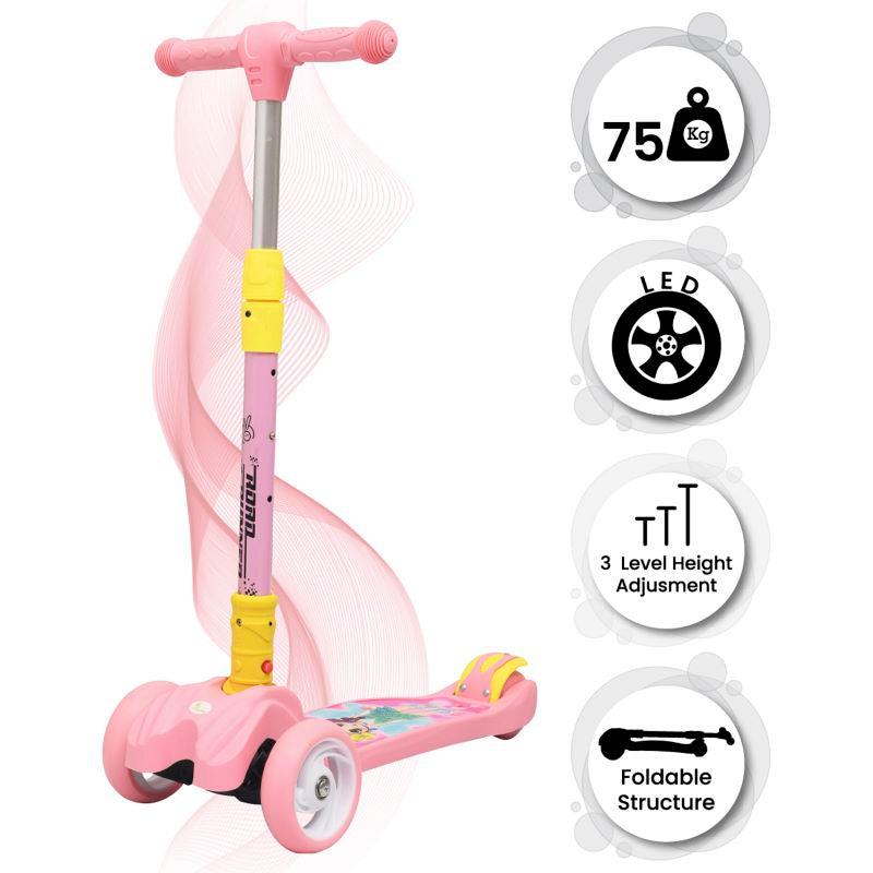 R for Rabbit Road Runner Scooter For Kids - PU LED Wheels, 4 Level Height Adjustment, Anti Slip Deck, Safety Certified, 3-Wheel scooter, Easy use, 3-7years