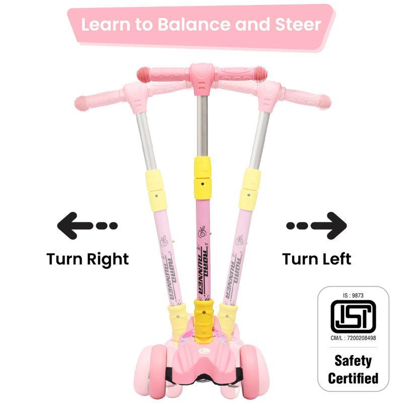 R for Rabbit Road Runner Scooter For Kids - PU LED Wheels, 4 Level Height Adjustment, Anti Slip Deck, Safety Certified, 3-Wheel scooter, Easy use, 3-7years
