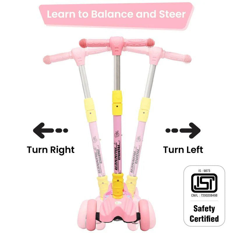 R for Rabbit Road Runner Scooter For Kids - PU LED Wheels, 4 Level Height Adjustment, Anti Slip Deck, Safety Certified, 3-Wheel scooter, Easy use, 3-7years