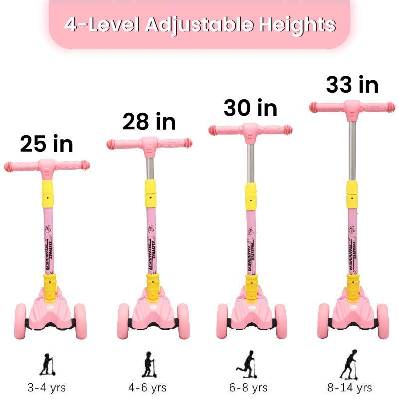 R for Rabbit Road Runner Scooter For Kids - PU LED Wheels, 4 Level Height Adjustment, Anti Slip Deck, Safety Certified, 3-Wheel scooter, Easy use, 3-7years