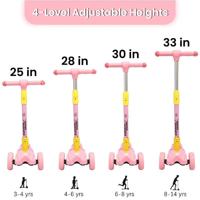 R for Rabbit Road Runner Scooter For Kids - PU LED Wheels, 4 Level Height Adjustment, Anti Slip Deck, Safety Certified, 3-Wheel scooter, Easy use, 3-7years