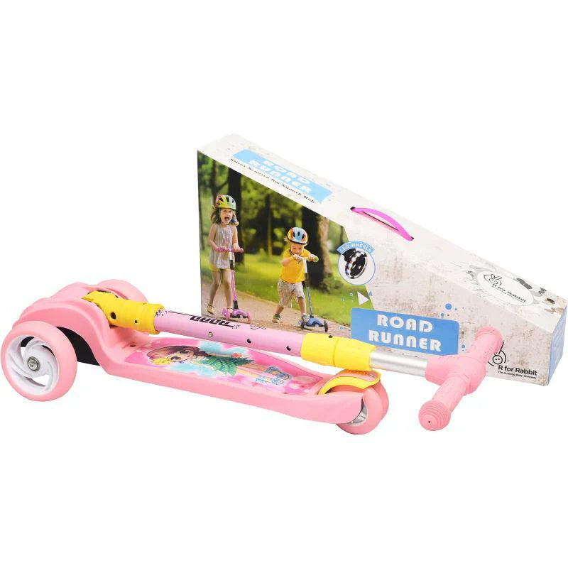 R for Rabbit Road Runner Scooter For Kids - PU LED Wheels, 4 Level Height Adjustment, Anti Slip Deck, Safety Certified, 3-Wheel scooter, Easy use, 3-7years