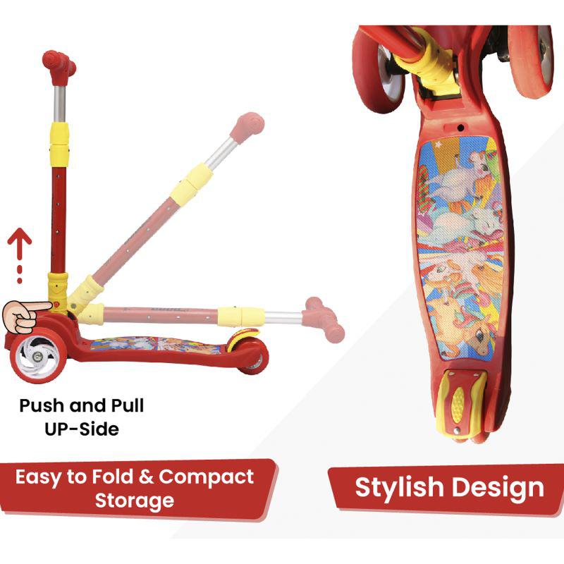 R for Rabbit Road Runner Scooter For Kids - PU LED Wheels, 4 Level Height Adjustment, Anti Slip Deck, Safety Certified, 3-Wheel scooter, Easy use, 3-7years