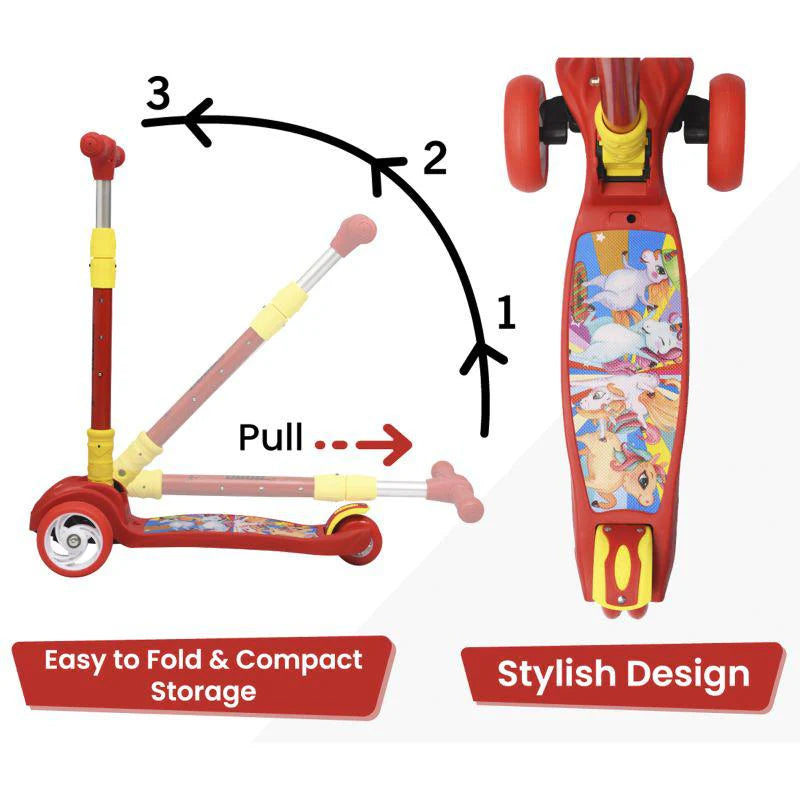 R for Rabbit Road Runner Scooter For Kids - PU LED Wheels, 4 Level Height Adjustment, Anti Slip Deck, Safety Certified, 3-Wheel scooter, Easy use, 3-7years