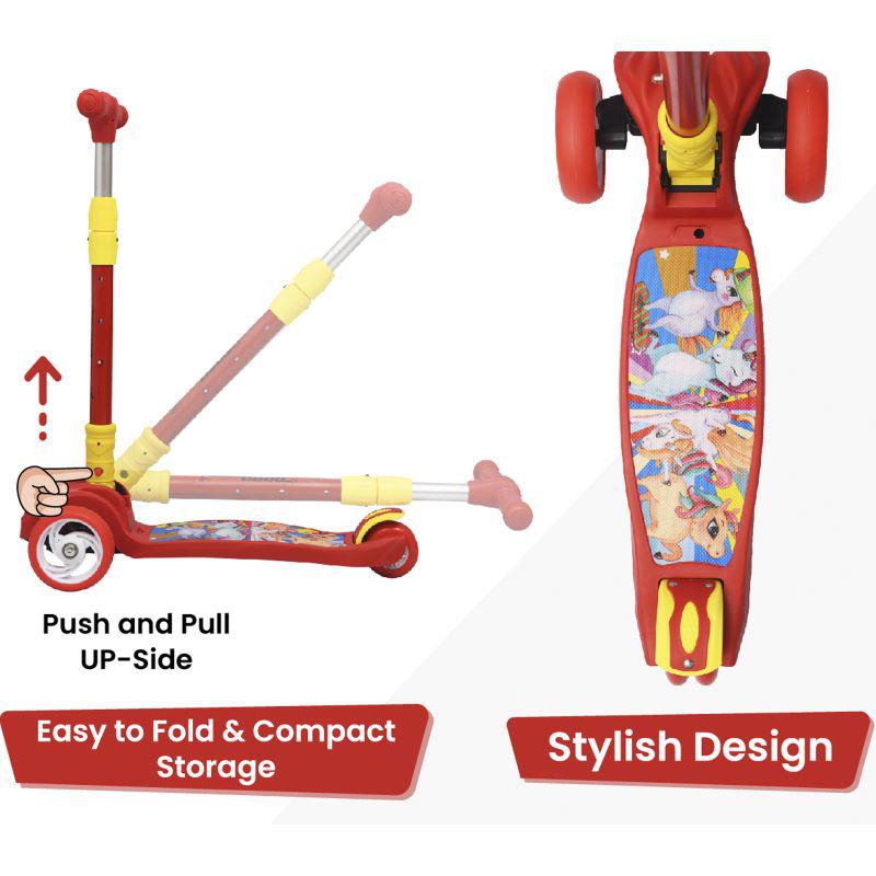 R for Rabbit Road Runner Scooter For Kids - PU LED Wheels, 4 Level Height Adjustment, Anti Slip Deck, Safety Certified, 3-Wheel scooter, Easy use, 3-7years