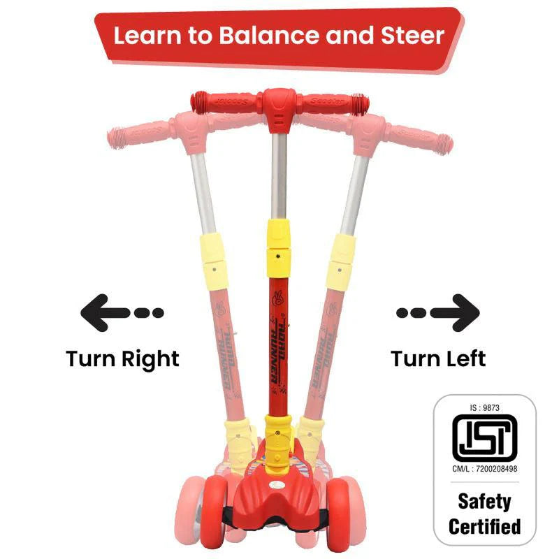 R for Rabbit Road Runner Scooter For Kids - PU LED Wheels, 4 Level Height Adjustment, Anti Slip Deck, Safety Certified, 3-Wheel scooter, Easy use, 3-7years