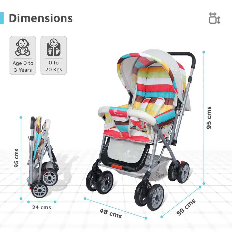 R for Rabbit Lollipop Lite Stroller - Travel Friendly, Easy To Fold, Reversible Handle, Wheel Lock, Adjustable Leg Rest