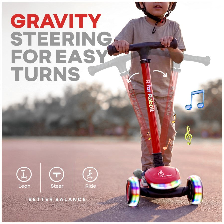 R for Rabbit Road Runner Jazz Scooter for Kids With ABEC7 Bearings, LED PU Wheels & Foldable Frame
