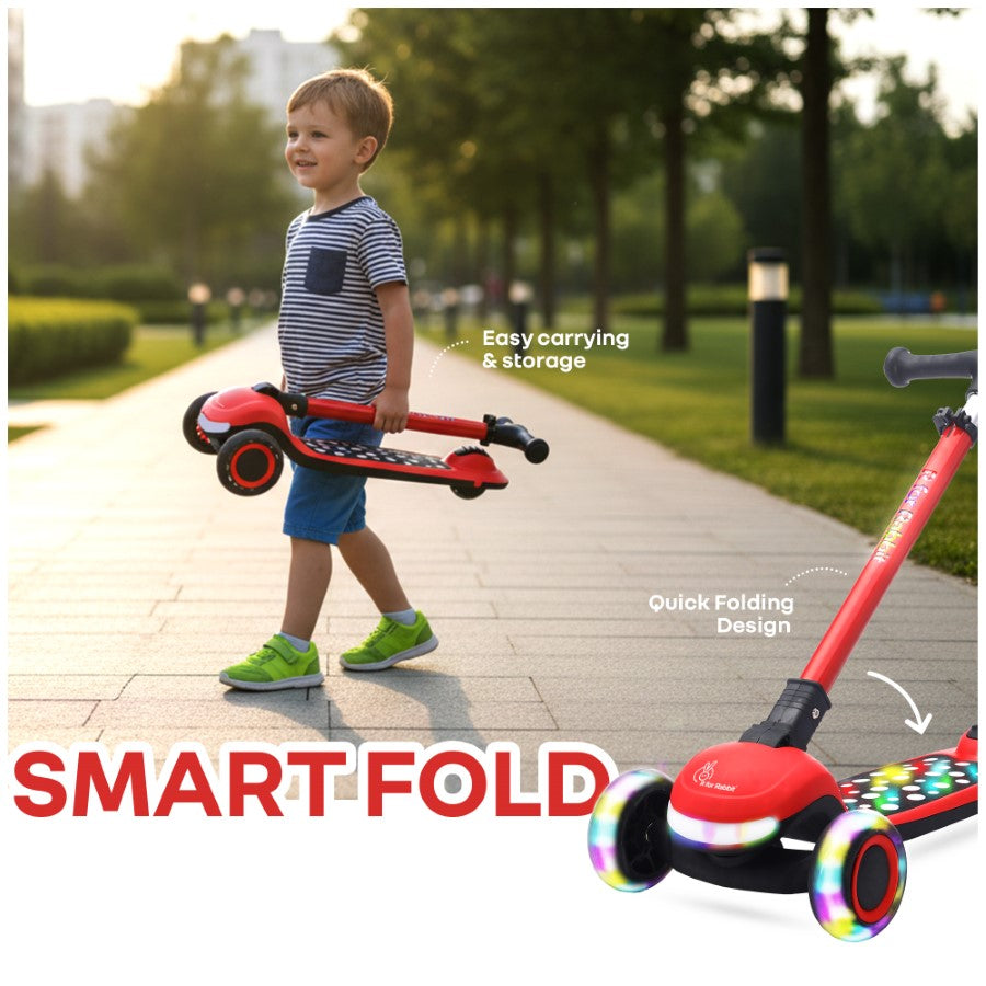 R for Rabbit Road Runner Jazz Scooter for Kids With ABEC7 Bearings, LED PU Wheels & Foldable Frame