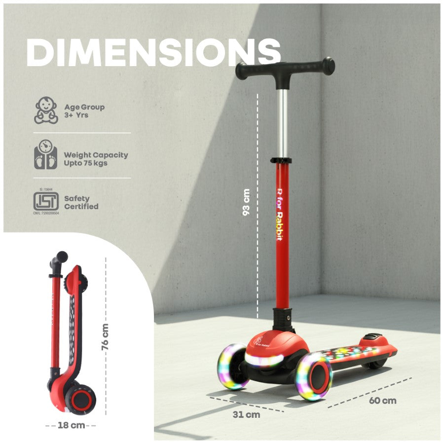 R for Rabbit Road Runner Jazz Scooter for Kids With ABEC7 Bearings, LED PU Wheels & Foldable Frame