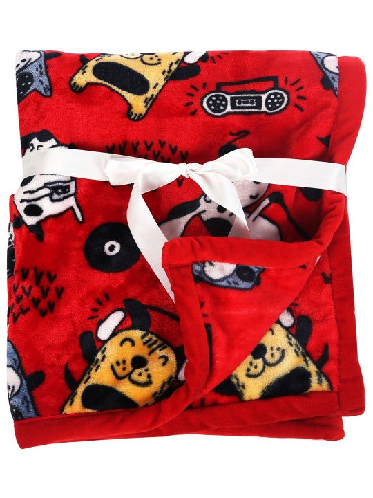 Kids Red & White Cartoon Characters Heavy Winter 350 GSM Single Bed Blanket