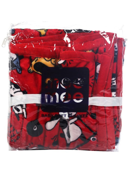 Kids Red & White Cartoon Characters Heavy Winter 350 GSM Single Bed Blanket