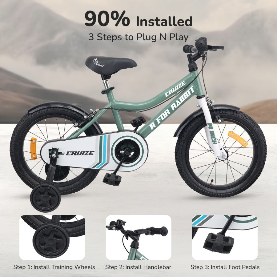 R for Rabbit Cruize Bicycle For Kids 14 Inch With 90% Plug N Play Installation