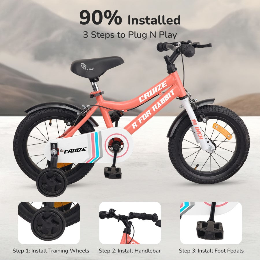 R for Rabbit Cruize Bicycle For Kids 14 Inch With 90% Plug N Play Installation