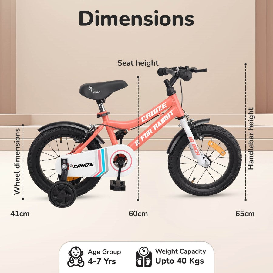 R for Rabbit Cruize Bicycle For Kids 16 Inch 90% Plug N Play Installation
