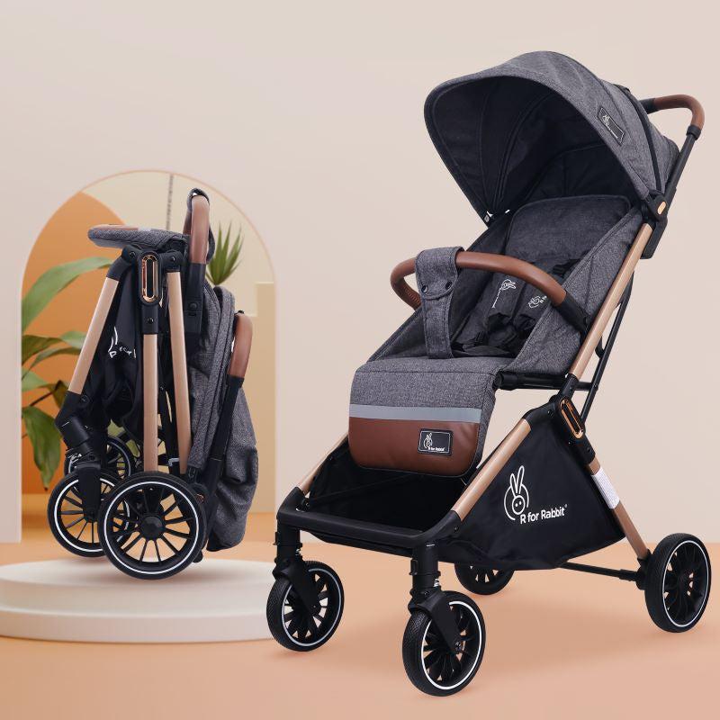 R for Rabbit Street Smart Auto Fold Stroller for Kids, Safety Certified, Travel Friendly, Breathable Mesh, 360-degree rotation, 0-3 Yrs