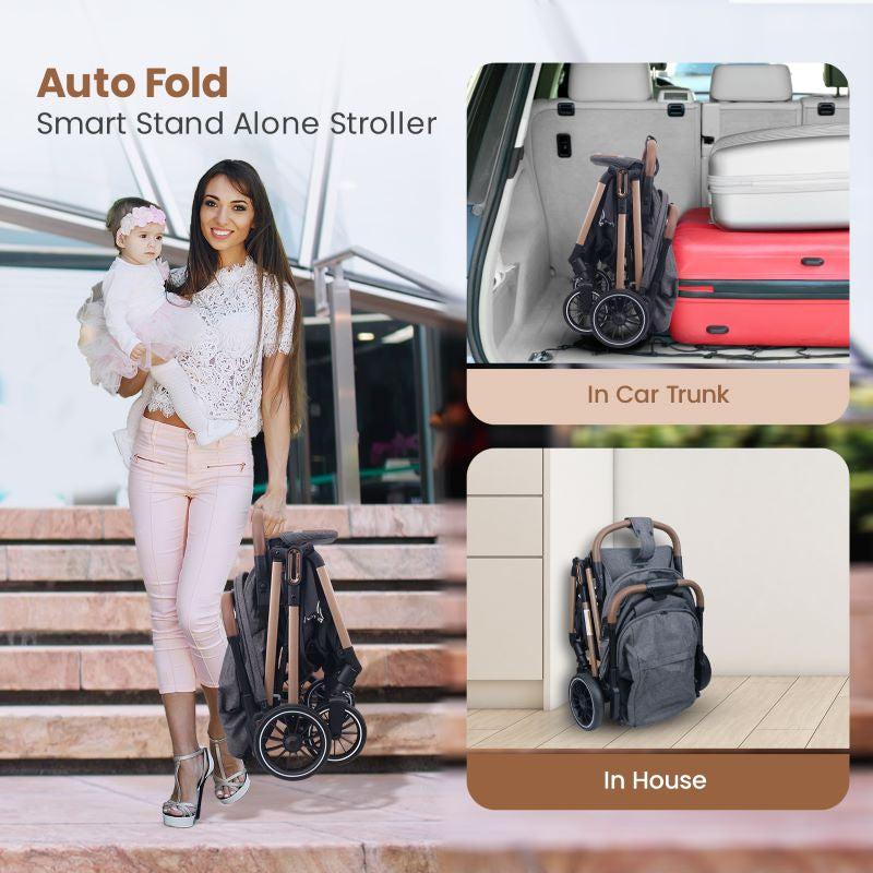 Street Smart Auto Fold Stroller for Kids With Personalized Name Plate