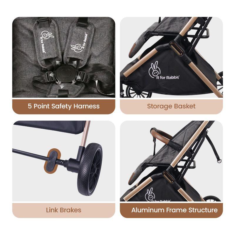 Street Smart Auto Fold Stroller for Kids With Personalized Name Plate