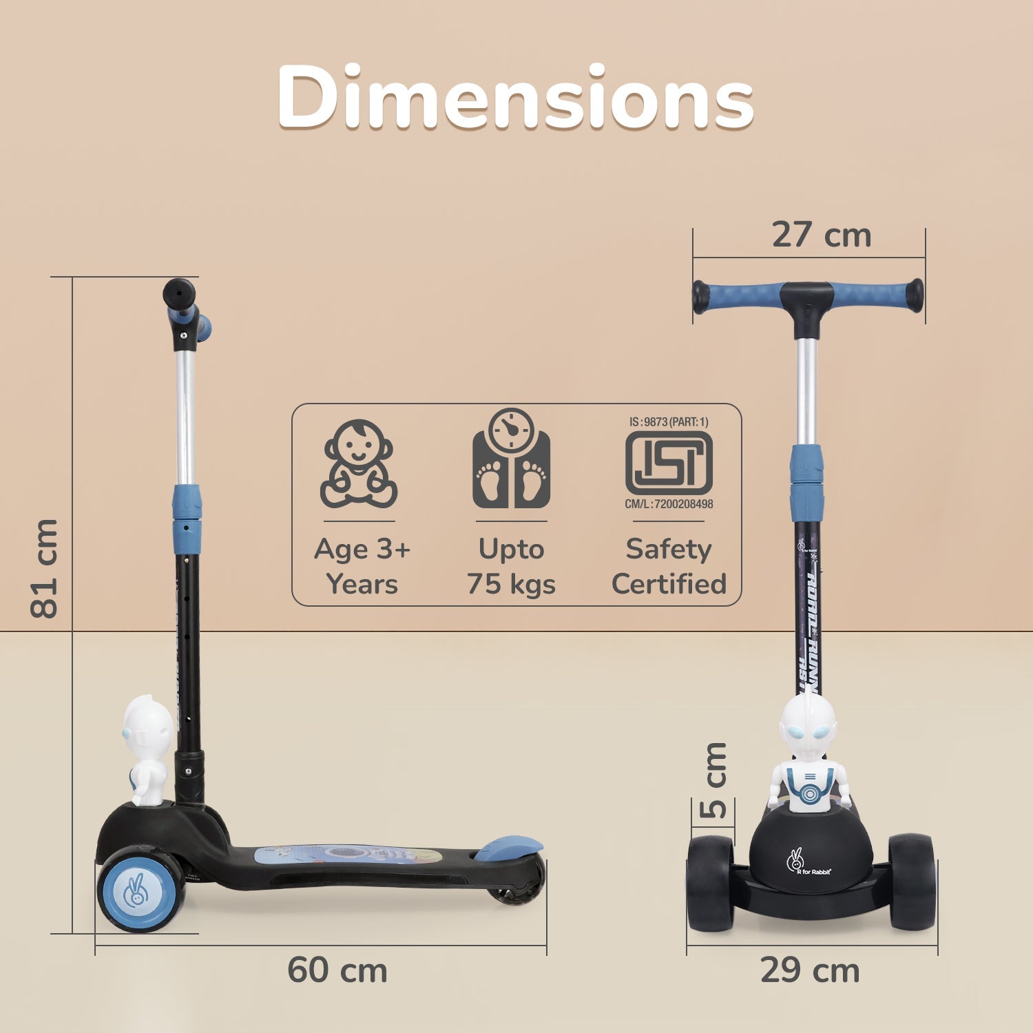 R for Rabbit Road Runner Astro Scooter For Kids With PU LED Wheels