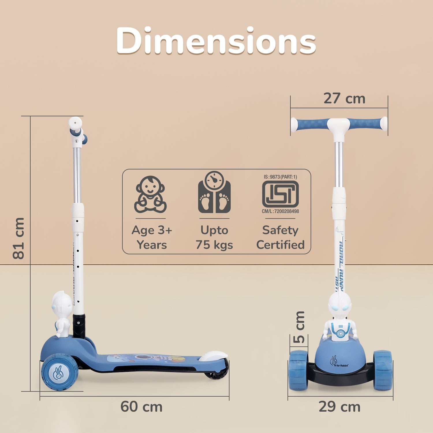 R for Rabbit Road Runner Astro Scooter For Kids With PU LED Wheels