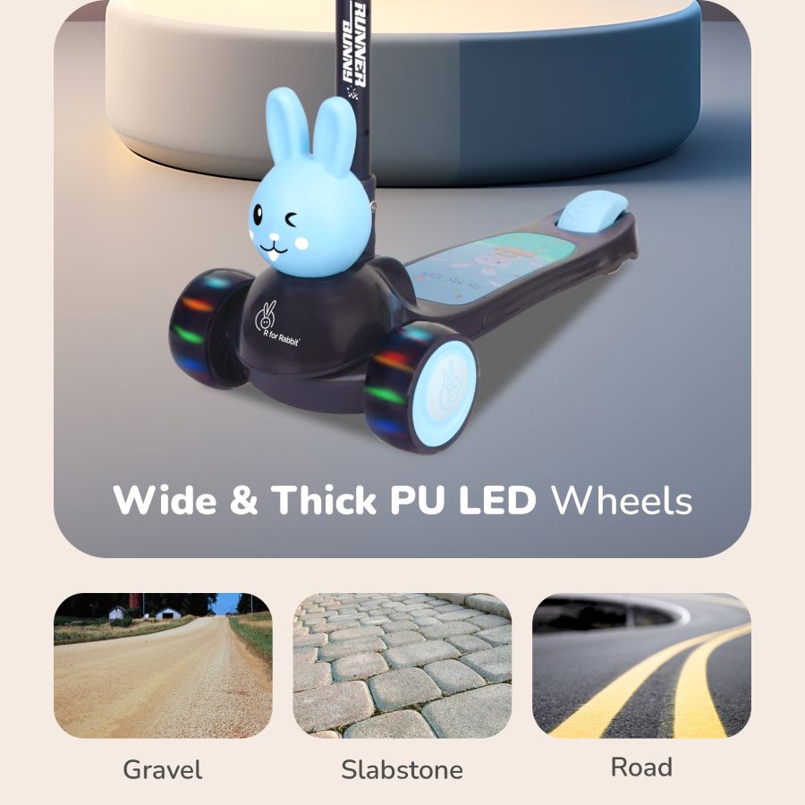 R for Rabbit Road Runner Bunny Scooter For Kids With PU LED Wheels