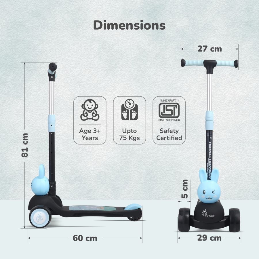 R for Rabbit Road Runner Bunny Scooter For Kids With PU LED Wheels