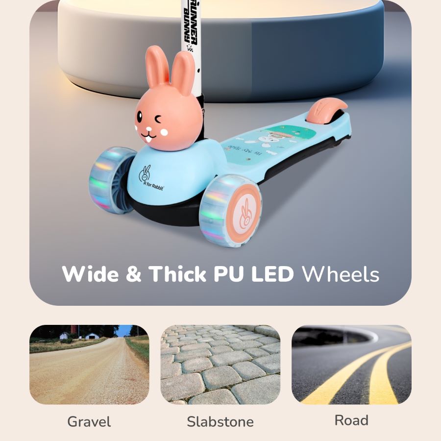 R for Rabbit Road Runner Bunny Scooter For Kids With PU LED Wheels