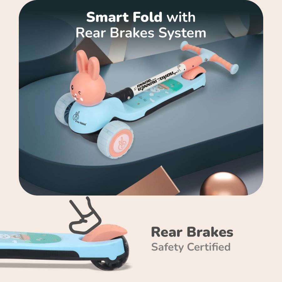 R for Rabbit Road Runner Bunny Scooter For Kids With PU LED Wheels