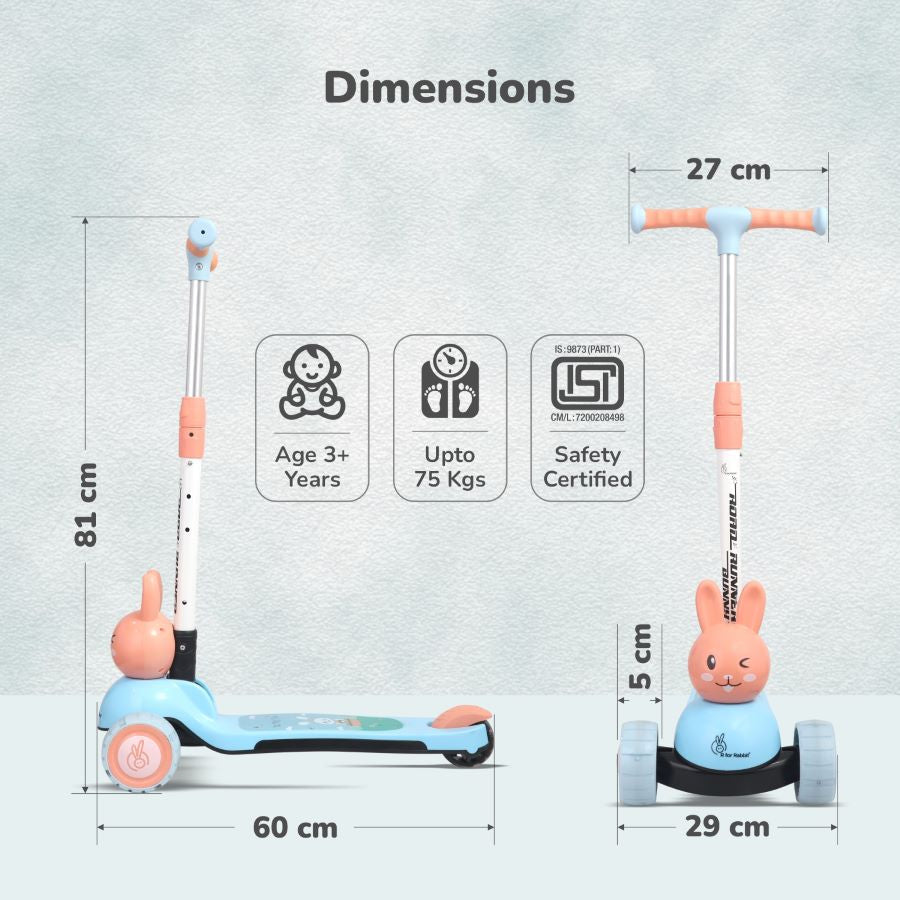R for Rabbit Road Runner Bunny Scooter For Kids With PU LED Wheels
