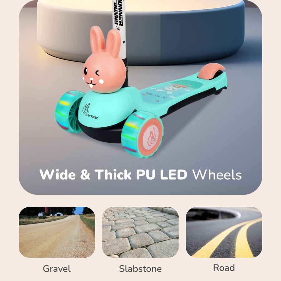 R for Rabbit Road Runner Bunny Scooter For Kids With PU LED Wheels
