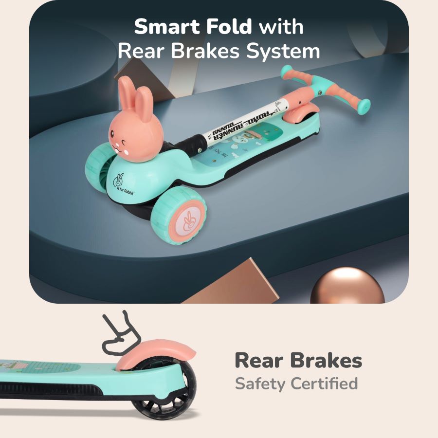 R for Rabbit Road Runner Bunny Scooter For Kids With PU LED Wheels