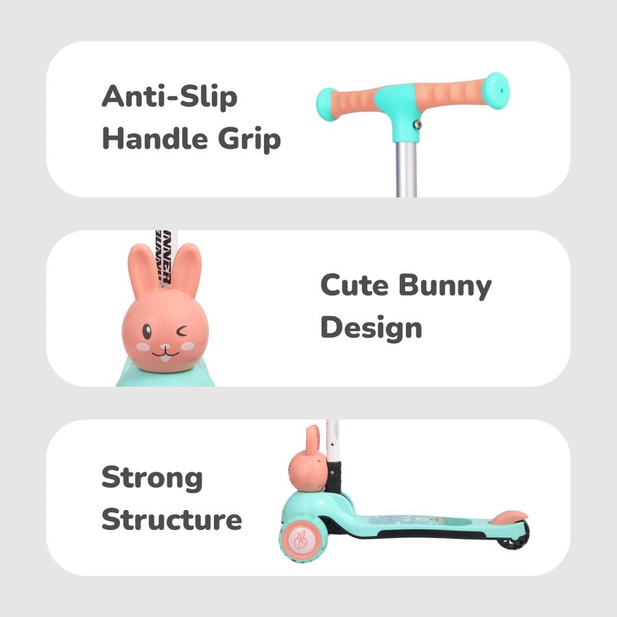 R for Rabbit Road Runner Bunny Scooter For Kids With PU LED Wheels