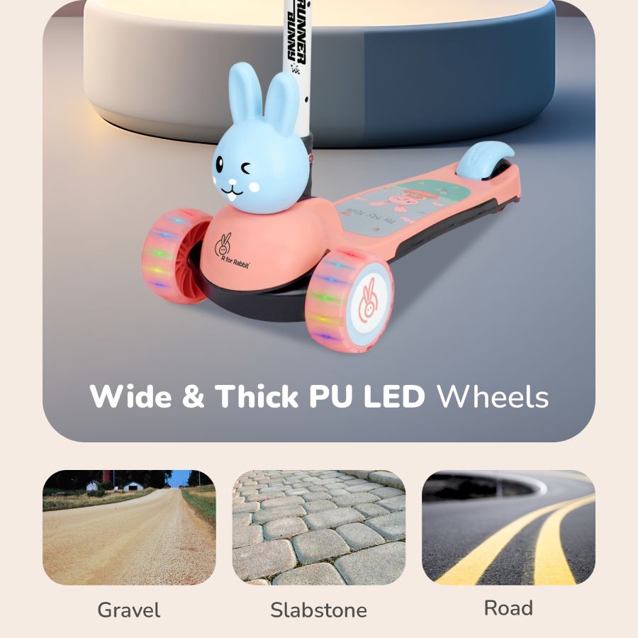 R for Rabbit Road Runner Bunny Scooter For Kids With PU LED Wheels