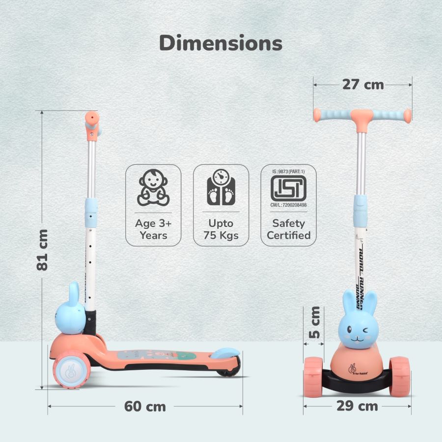 R for Rabbit Road Runner Bunny Scooter For Kids With PU LED Wheels