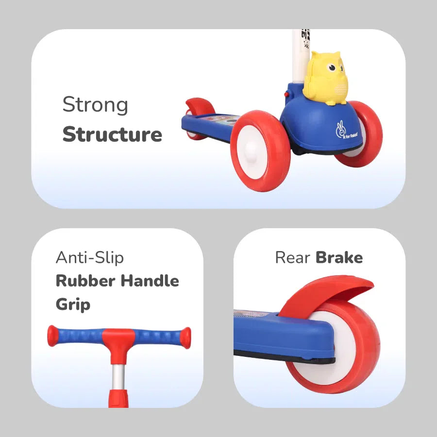 R for Rabbit Road Runner Ryder Ace Kids Scooter with PU LED wheels & Multi-Level Height Adjustment