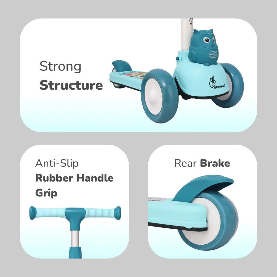 R for Rabbit Road Runner Ryder Ace Kids Scooter with PU LED wheels & Multi-Level Height Adjustment